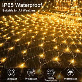 WoskjXas Light Net Outdoor Net, 198 LEDs, 2 x 3 m Decoration Lighting, 8 Modes Christmas Decoration Light Net, Waterproof Fairy Lights for Garden, Courtyard, Balcony, Pathway