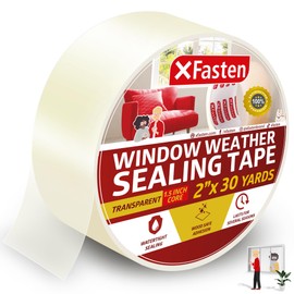 XFasten Window Tape for Winter 2-Inch x 30-Yards 1.5” Core, Residue-Free Window Weather Sealing Tape for Winter, Draft Stopper and Insulation for Weather Stripping