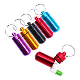 pengxiaomei 12 Pack Pill Box Keyring, Colourful Aluminum Alloy Pill Container Water Resistant Keychain Emergency Cash Stash Pill Holder for Outdoor Travel Camping (12pcs in 8 Colours)
