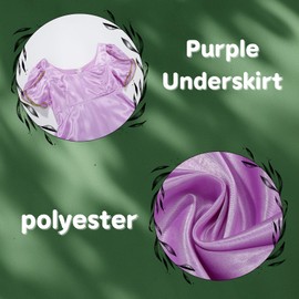 Colorful House Women Medieval Tea Party Dress Victorian Era Bubble Sleeves Velvet High Waist Long Dress with Belt and Gloves（Purple Black，Large）