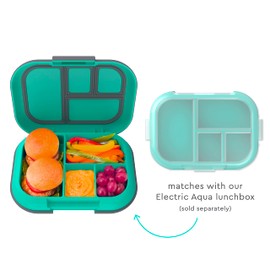 Bentgo Kids Chill Tray with Transparent Cover - Reusable, BPA-Free, 4-Compartment Meal Prep Container with Built-In Portion Control for Healthy On-the-Go Lunches (Electric Aqua)