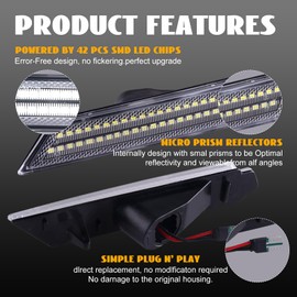 Nrgedzam 2PCS LED Side Marker Lights Front Side Marker Light For 2010-2015 Chevy Camaro, Clear Lens (White)