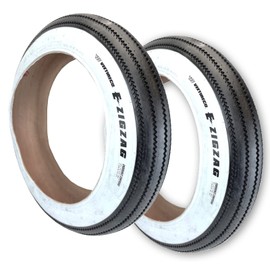 Two Vee Tire 20x4.0 White Wall Zig Zag E-Bike 50 Tubeless Ready Tires with Folding Bead and Endurance Compound 20x4