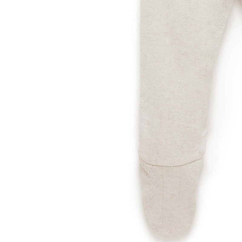 Purebaby Pointelle Footed Leggings - Wheat Melange, 00