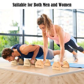 AnExer Push-up Handles, 2 Wooden Parallettes Handstand Handles for Calisthenics, Push Up Handles, Load Capacity 150 kg, Non-Slip Push Up Bars, Calisthenics Handles for Strength Training Yoga (40 cm)
