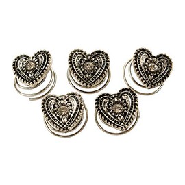 Alpenflüstern Trachten Hair Curlies Traditional Heart Set of 5 (Antique Silver) ADV113