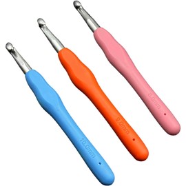 Pack of 3 Crochet Hooks, Ergonomic Crochet Hooks with Soft Handles, Crochet Hook 10 mm, Lightweight and Comfortable Tulip Crochet Hook, Crochet Hook for Beginners and Experienced Crochet Lovers (8 mm