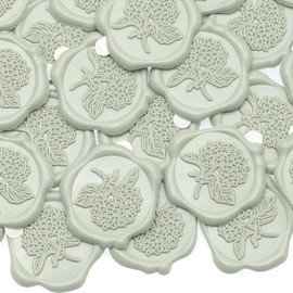 50pcs Hydrangea Wax Seal Stickers, Andotopee Floral Botanical Envelope Seal Stickers, Self-Adhesive Sage Green Stickers Pre-Made from Real Sealing Wax, Great for Wedding Invitation, Gift Wrapping
