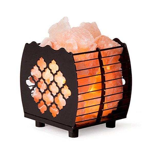 Himalayan Pink Salt Lamp Basket & Dimmer Cord Bulb