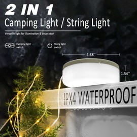 DIBMS 1-Pack Camping String Light w/Lamp, 32.8FT Rechargeable Waterproof LED Hanging Light for Outdoor Camping Awning Tent Garden Party Festival Decor | DIBMS