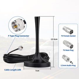 Superbat FM Radio Antenna Strong Magnetic Base Mount FM Antenna for Yamaha Pioneer Onkyo Marantz Sherwood Indoor FM Radio AV Audio Video Bluetooth Home Theater Receiver Tuner