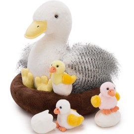 MorisMos Duck Cuddly Toy XXL Set, 35 cm High Giant Duck Cuddly Toy with Babies in the Belly, Large Duck Teddy Plush Toy, Stuffed Toy, Gift for Children