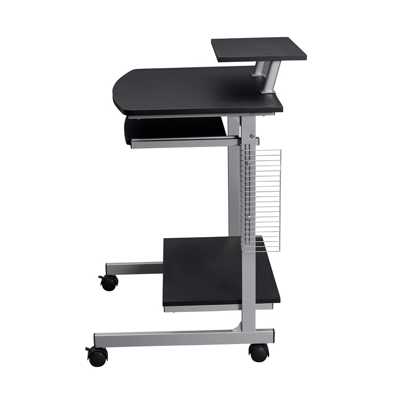 Rolling Mobile Computer Desk/Cart with Storage Shelves, Rolling Working Station