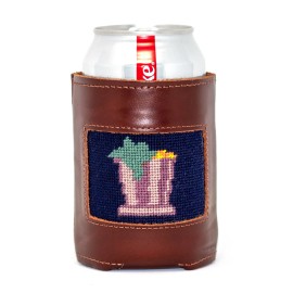 Mint Julep Leather Needlepoint Can Cooler / Horse Racing / Kentucky Derby