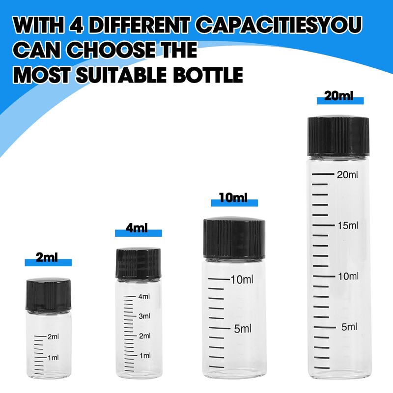 Cadbibe 4ml Clear Glass Graduated Vials with Screw Caps and