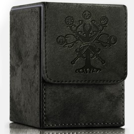 PROMAXIBINDER MTG Card Deck Box, Commander Deck Box Fits 100+ Single Sleeved Cards, Storage for TCG/MTG Crads, PU Leather Strong Magenet (Black, Tree)