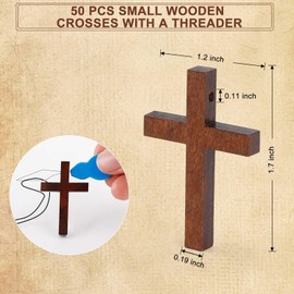 Yomirduy 50 Pack Wooden Crosses, Small wooden Crosses for Crafts, Small Crosses, Easter Eeg Fillers, Christmas Gifts