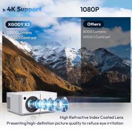 XGODY 15000 Lumen 4K Projector Movie Bluetooth 5G WIFI USB Home Theater Beamer