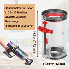 Fictezlove Fictezlove Ersatzteile Staubbeh?lter f??r Dyson V10 SV12 Beh?lter Zubeh?r Staubsauger, M??lleimer Staubbox Baugruppe Teilenummer 969509-01