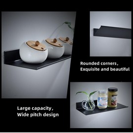 YUET Wall Shelf, Pack of 2, 30 cm, Floating Float, Black Floating Shelf, Hanging Shelf, Bookcase, Picture Rail, Kitchen Shelf Hanging for Living Room, Kitchen, Office, Bathroom