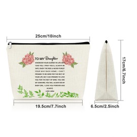 To My Daughter from Mom Makeup Bag Birthday Gifts for Daughter Adult from Mom College Graduation Gifts for Daughter Cosmetic Bag Gifts from Mother to Daughter on Wedding Day Travel Toiletry Bag