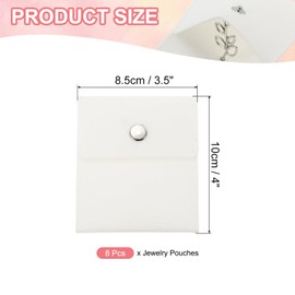 PATIKIL 3.5x4 Inch Jewelry Pouch, 8 Pack Velvet Pouches Snap Button Portable Storage Bag for Earrings Bracelets Necklaces Rings Watch, White