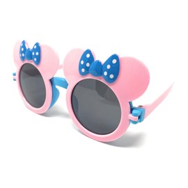 EHH - Kids Mouse Ear Round Flip Out Sunglasses (Classic Pink/Blue Bows)