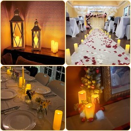 Enido 12 Pc Flameless LED Candles with Remote & Timer, Outdoor Waterproof, Flickering Electric Warm Lights for Cozy Home & Holiday Romantic Decor, Battery Operated for Party(D 2.2” x H 4”/5”/6”