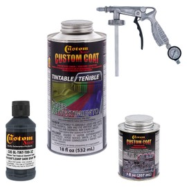Custom Coat Federal Standard Color # 36118 Battleship Dark Gray T89 Urethane Spray-On Truck Bed Liner, 1 Quart Kit with Spray Gun and Regulator - Durable Textured Protective Coating - Easy Mix