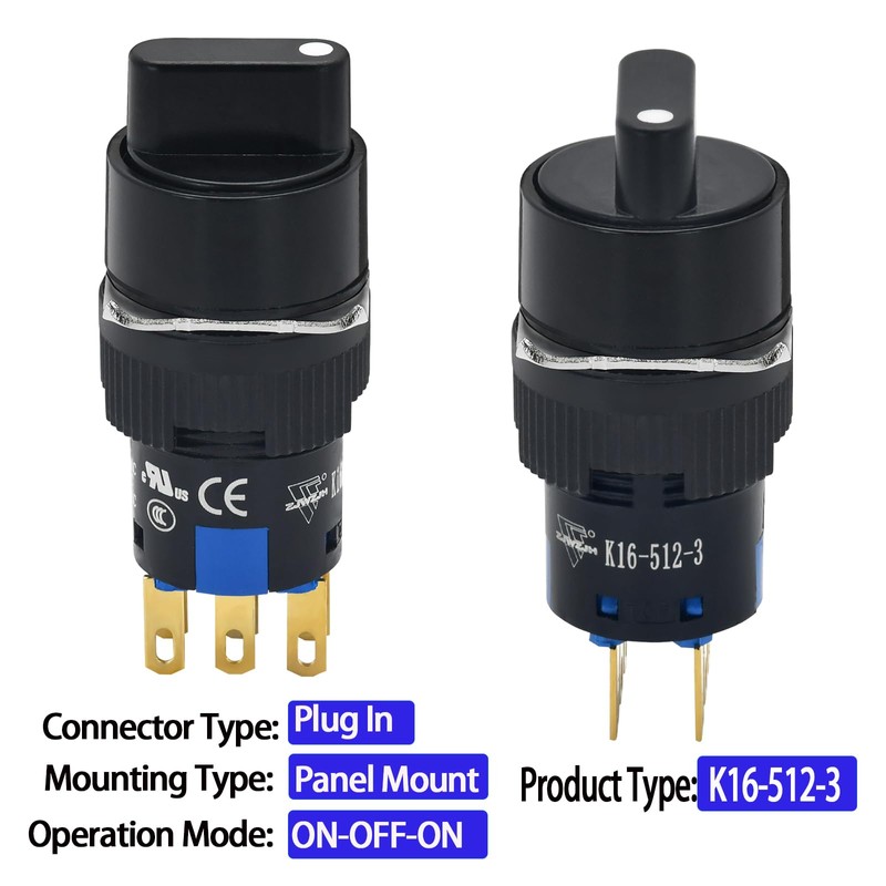 Rotary Switch 16MM Selector Switch 3 Position Select Switch Knob