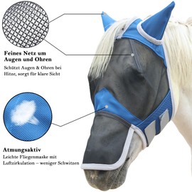 Gallopoff Fly Mask Horse, Horse Mask with Ears and Nose Protection, Breathable Mesh