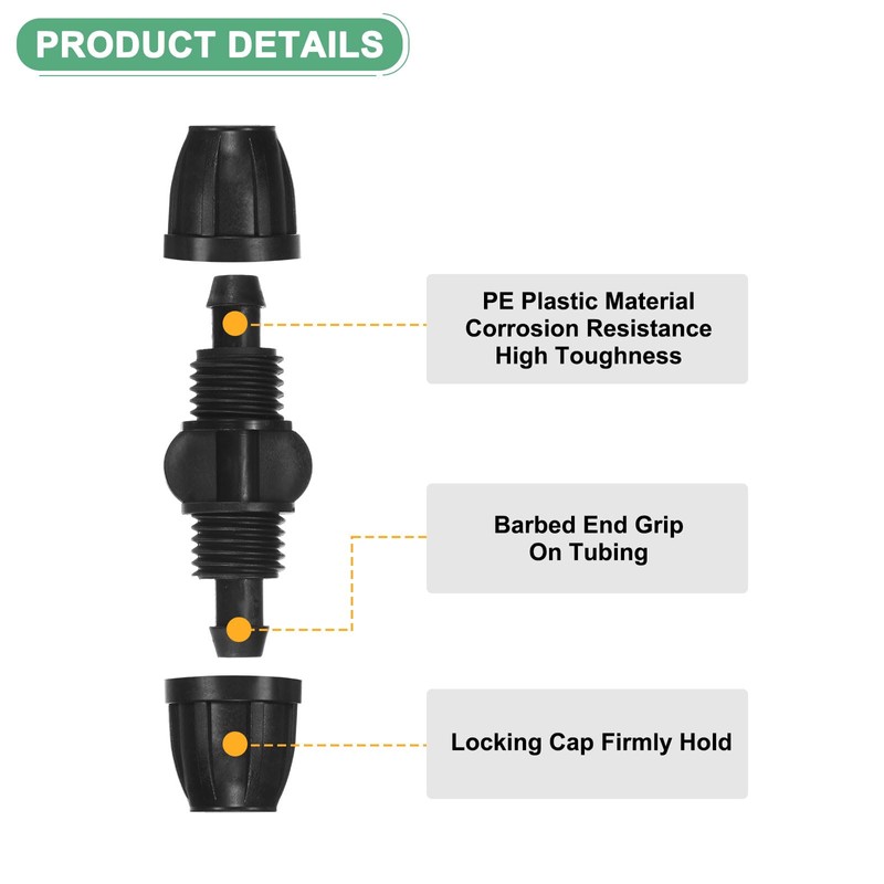 M METERXITY 5-Pack Drip Irrigation Barbed Locking Fittings, 3/8 Inch