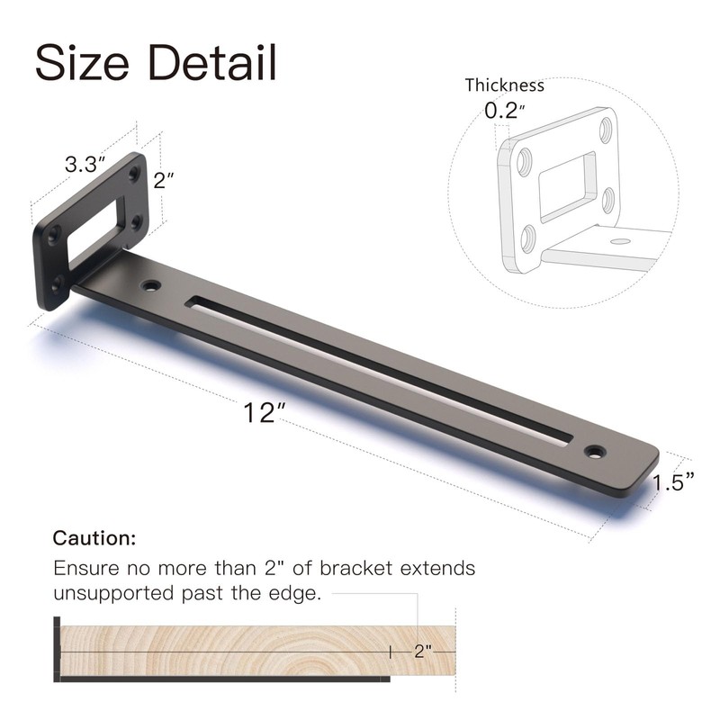 LEOPO 12 Inch 4 Pack Openwork T Shelf Brackets for