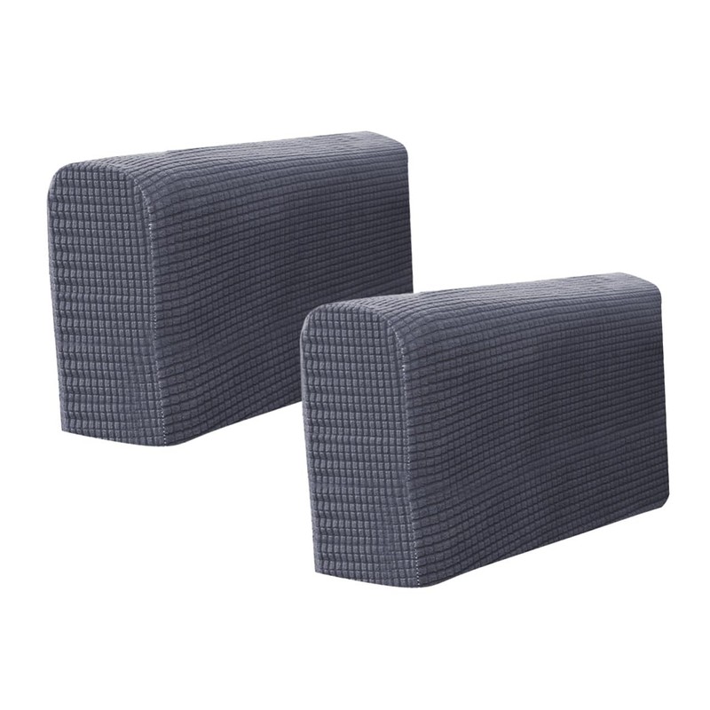 Levemolo 2pcs Dark Grey Elastic Sofa Armrest Protective Towels for