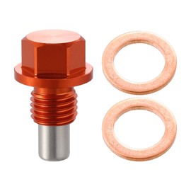 X AUTOHAUX Oil Drain Plug M12 x 1.5 Magnetic Oil Pan Plug Oil Drain Plug with Seals Oil Pan Oil Drain Screws Orange