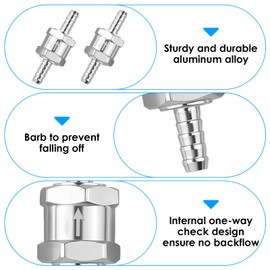 2Pcs 8mm One Way Fuel Non Return Valve, Chrome Aluminium Alloy Fuel Oil Non-Return Check Valve for Marine Car Auto Carburettor Low Pressure Systems Petrol Diesel Gas Air Water