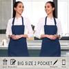 GLUN® Kitchen Cooking Aprons, Solid Blue Color Adjustable Bib, Chef