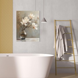 daktenn Floral Canvas Wall Art Bathroom Wall Art Pictures Wall Decor Home Decor Wall Decor for Bedroom Livingroom (24" x 32")