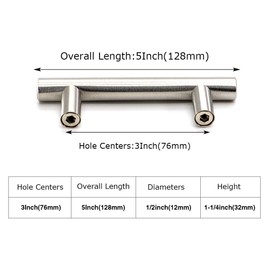 25 Pack homdiy 3 Inch Brushed Nickel Cabinet Pulls Modern Cabinet Handles - Brushed Nickel Drawer Pulls Stainless Steel Cabinet Hardware,5 Inch Overall Cabinet Door Handles for Cabinets,Cupboard …