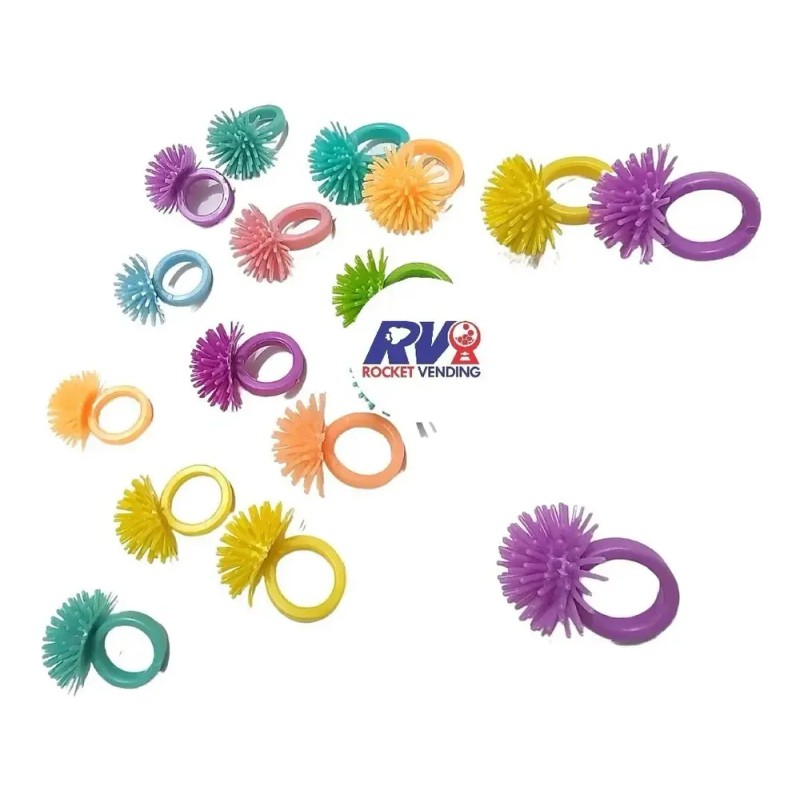 100 Anillos Erizo Juguete Niña Suelto 3cm Multicolor