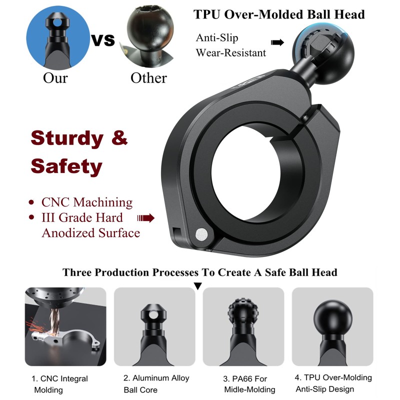 BRCOVAN 2PCS Aluminum Alloy Large Bar Clamp Mount with 1''