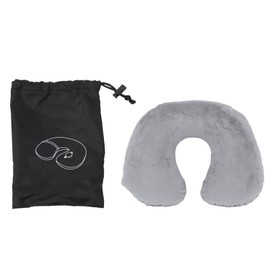 U Shape Neck Pillow Inflatable Soft Comfortable Ergonomic Design Neck Pillow for Travel Napping Car Long Distance Airplane Grey