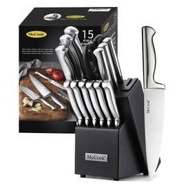 McCook® Knife Sets, German Stainless Steel Knife Block Sets with Built-in Sharpener