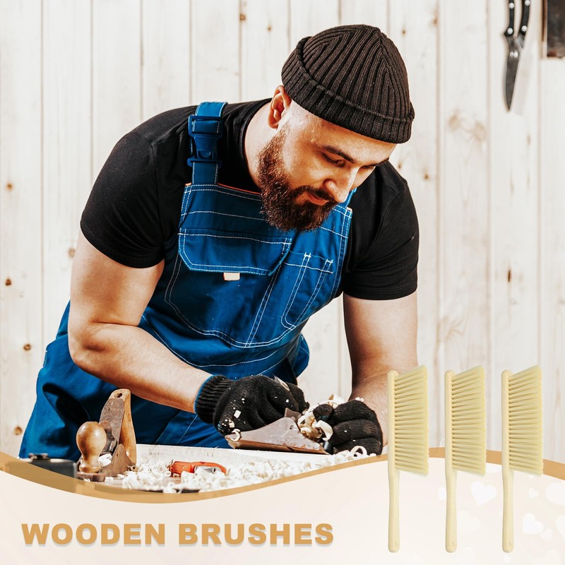 sourcing map 2pcs Wooden Dust Brush, 14 Inch Hand Broom