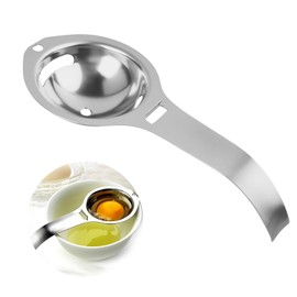Premium Stainless Steel Egg Separator, Food-Grade Yolk White Filter, Durable Egg Yolk Divider, Kitchen Gadget for Cooking & Baking, Mess-Free Egg Strainer Spoon with Extended Handle