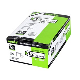 meite 22 Gauge 13/32-Inch (10mm) Crown 1/2-Inch Length Upholstery Staples for Staple Gun, Fine Wire Galvanized Staples for Carpet, Work Box, Cable, Shed (10,000 Pieces)