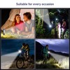 EARRCK Strong Flashlight/USB Rechargeable,Emergency Lighting White Flashlight Red/Blue Alarm Lights/Waterproof