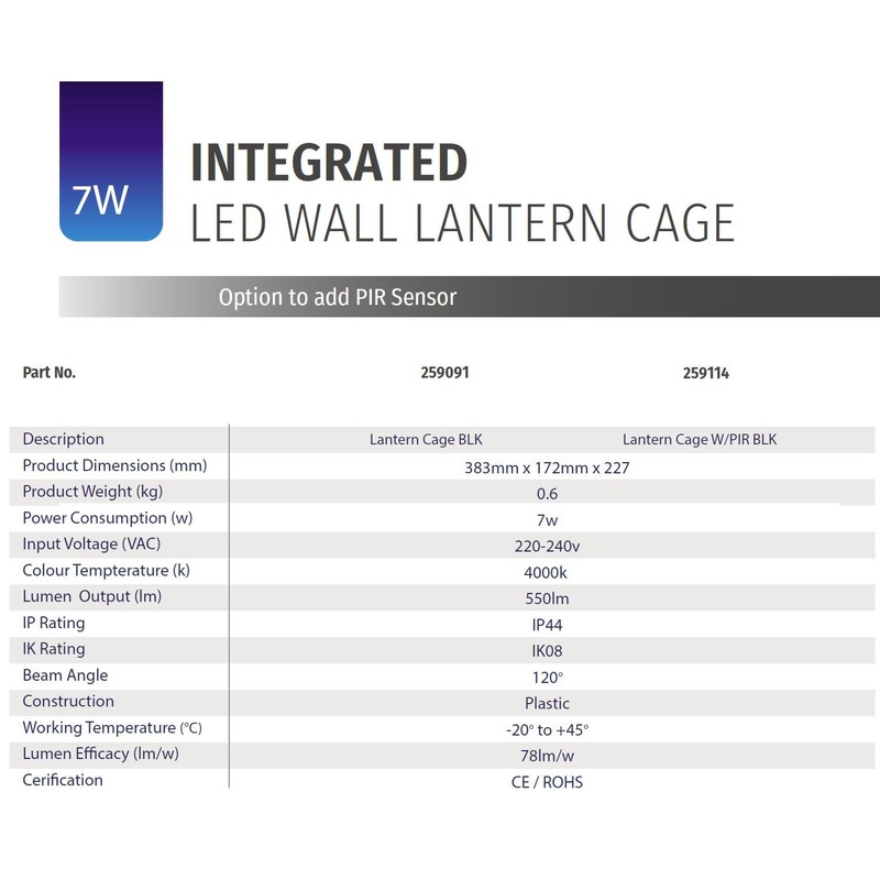 Bright Source Outdoor 7w Integrated LED 6-Sided Cage Lantern, Traditional