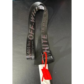 OFF-WHITE Men Black Industrial Logo Buckle Woven Belt One Size