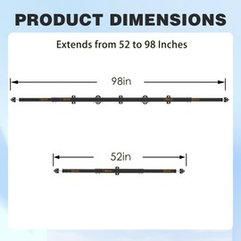TOPTGO 8' Telescopic Gate Brace,Extends from 52 to 98 Inches Adjustable Steel Anti Sag Gate Kit for Outdoor Yard Wooden Fence Gates